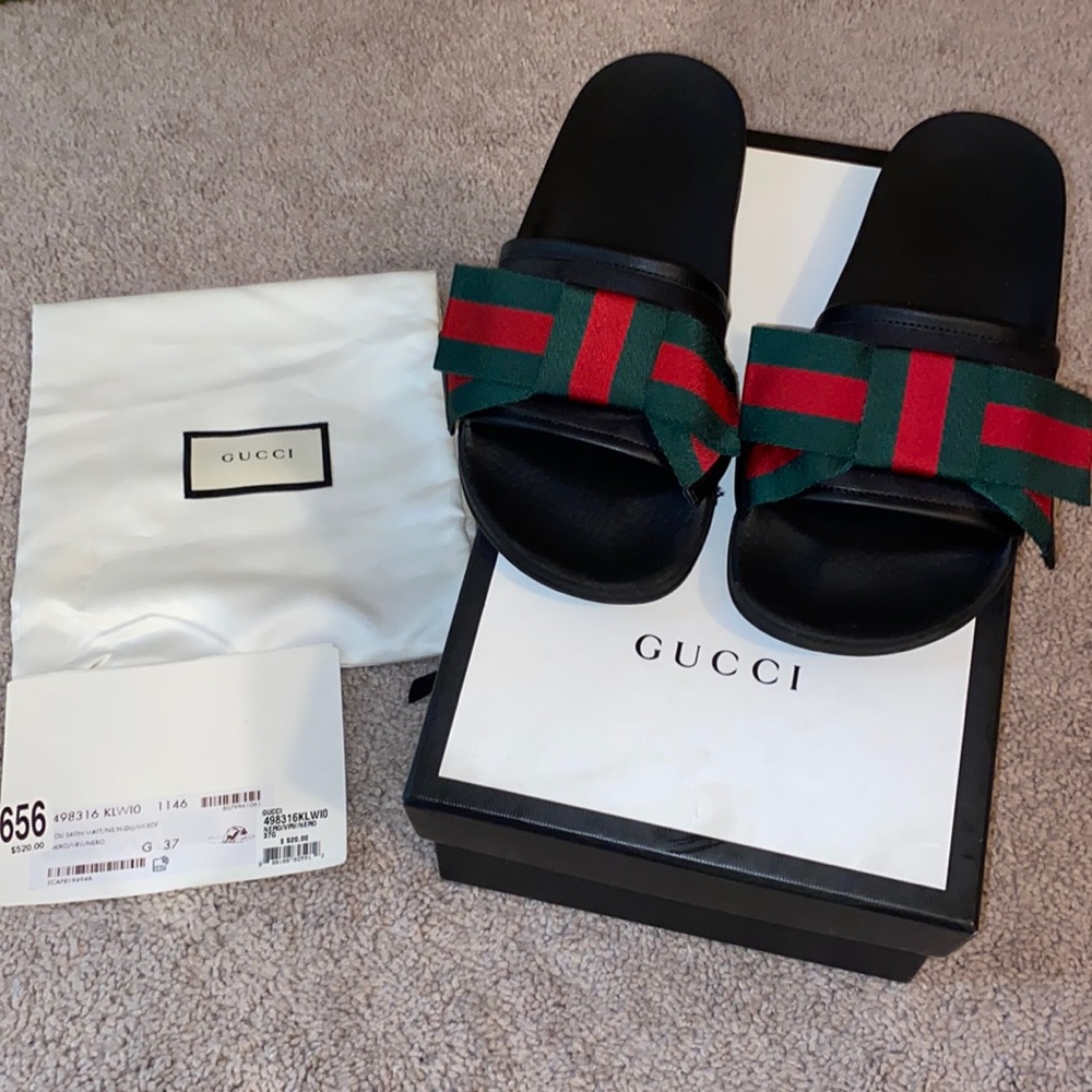 Gucci satin bow sandals